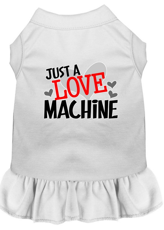 Love Machine Screen Print Dog Dress White XL